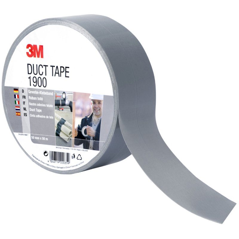 3M Economy textieltape 1900, zwart, 50 mm × 50 m